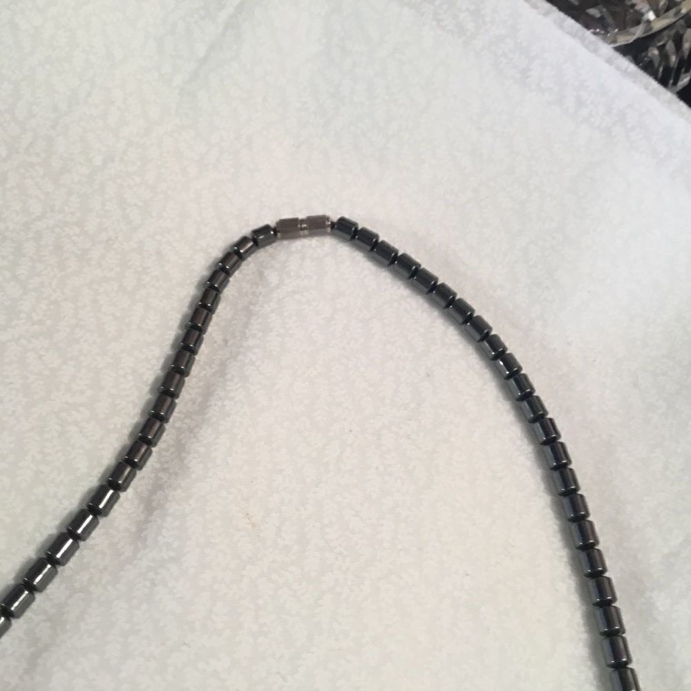 Hematite Bead Necklace with Own Pendant - Picture 4 of 8